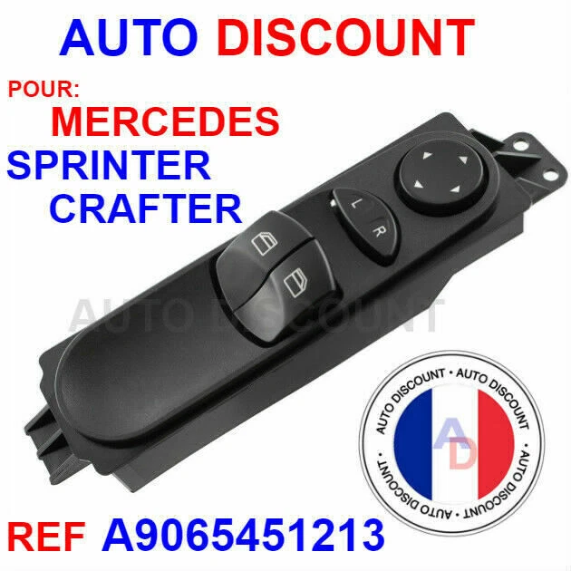Bouton Interrupteur Lève-vitre électrique Pour Mercedes Sprinter 906 Et VW Crafter - Côté Droit Avant