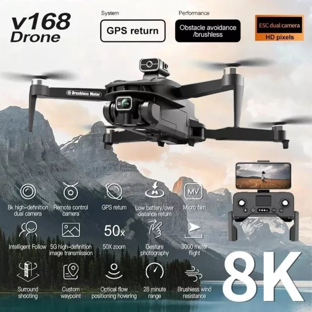 Drone Professional 3 Cameras 8K GPS Localization Obstacle Avoidance Quadcopter