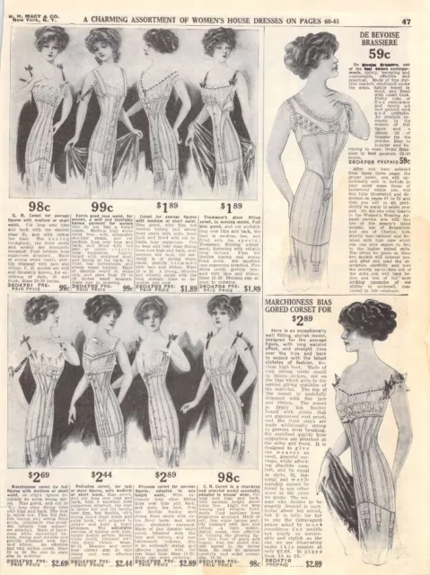 Vintage Paper Ad Macy's Corsets Brassieres Waist Blouses Rubber Capes 1910s 1911