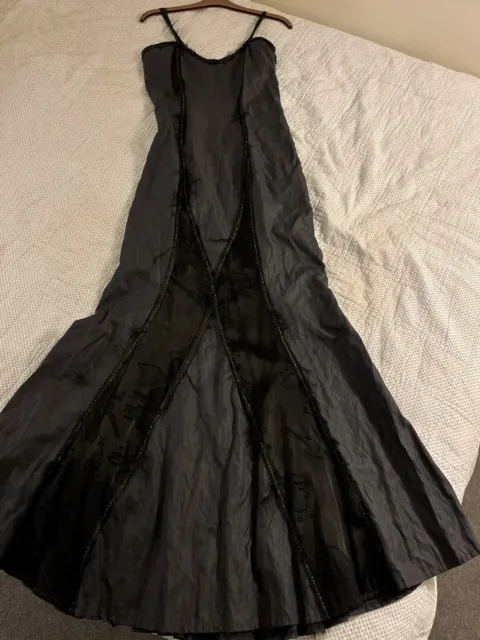 Kaat Tilley Original Navy /Black, Lace Trim Floor Length Ballgown Prom dress UK8