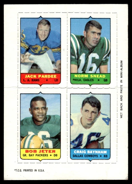 1969 TOPPS QUATRE-EN-UN Jack Pardee/Norm Snead/Bob Jeter/Craig Baynhaml ...