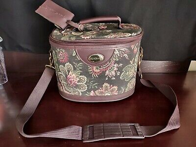 Vintage Gloria Vanderbilt Travel Luggage Make Up Bag Floral Tapestry Pattern