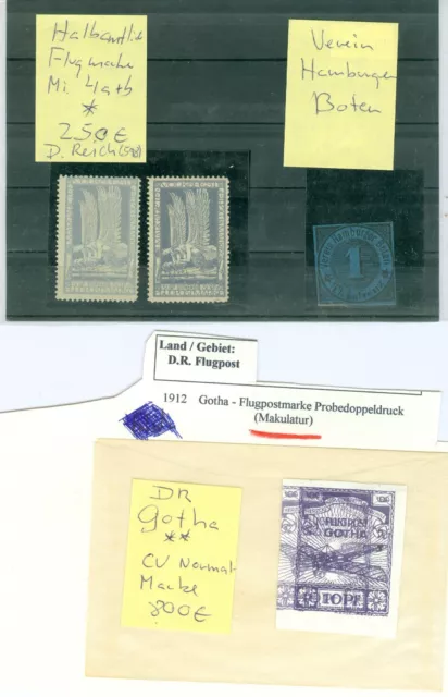 Flugpost: Halbamtliche & Gotha, */**. CV: ca. 1.000++ euro