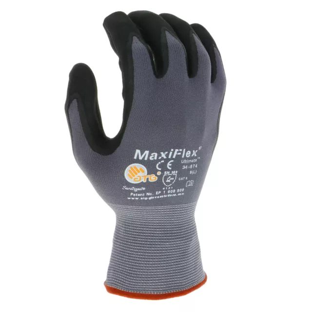 34-874 MaxiFlex Ultimate Micro Foam Nitrile Grip Coated PROTECTIVE WORK GLOVES 3