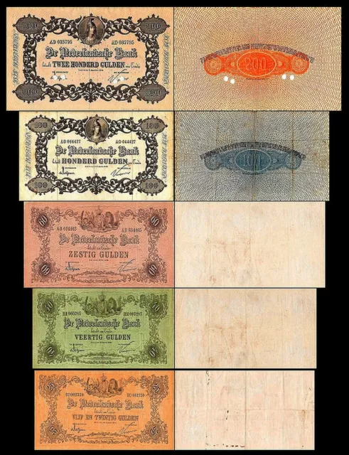 2x 25, 40, 60, 100, 200 Gulden - Edition 1904 - 1924 - Reproduction - NL 13 2x 25, 40, 60, 100, 200 Gulden - Edition 1904 - 1924 - Reproduction - NL 13