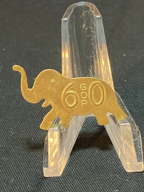 Vintage Brass 1960 GOP Elephant Political Pin