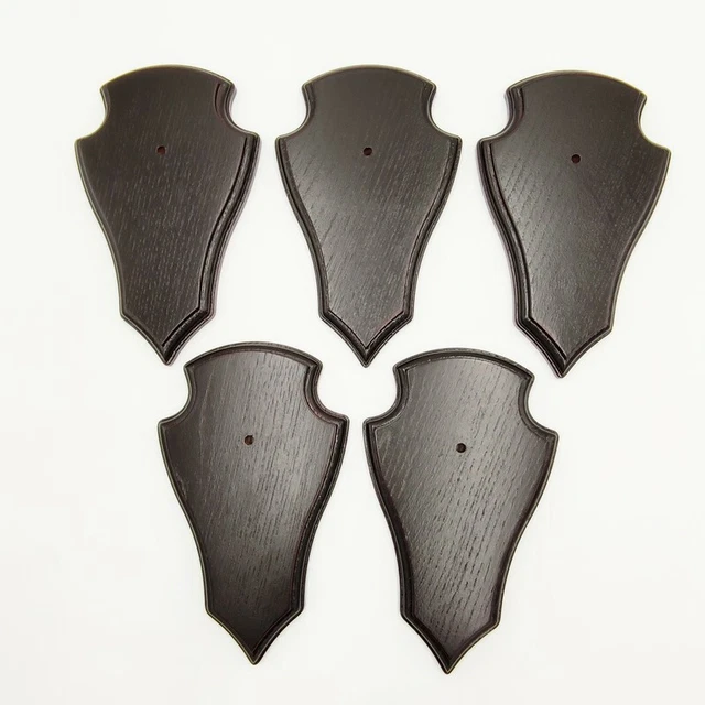 5 Pieza Ciervo Escudo de Trofeo Con Encaje En Roble Oscuro Af 19CM X 11CM