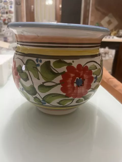 Cachepot Porta Vaso ceramica decorato a mano decoro Floreali