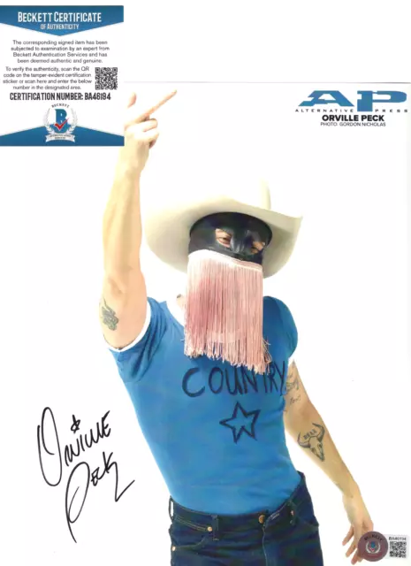 SINGER ORVILLE PECK SIGNED ALTERNATIVE PRESS COUNTRY 8x10 PHOTO BECKETT COA BAS