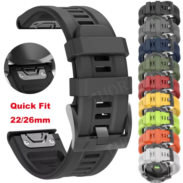 For Garmin Fenix 7/7X 6/6X 5/5X 935 945 955 Quick Fit Silicone Watch Band Strap