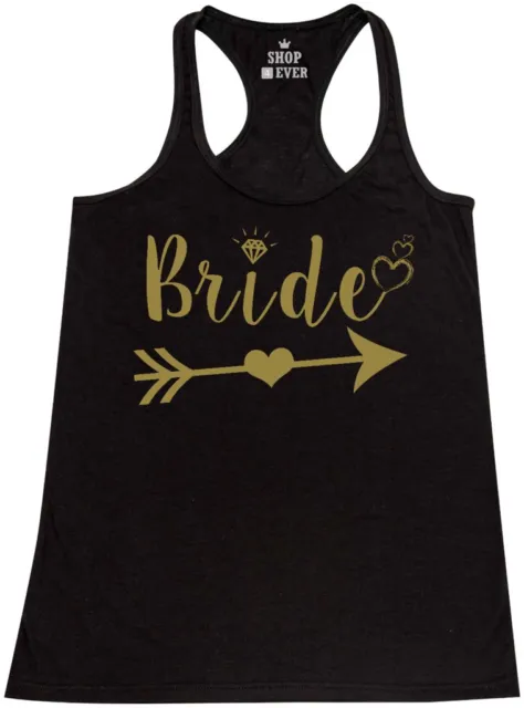 Gold Bride With Heart Racerback Tank Top Marriage Bachelorette Party Tee