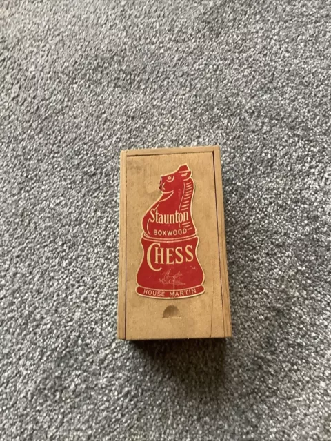 Vintage Wooden Chess Boxed  Set House Martin Staunton Chess Pieces Boxwood