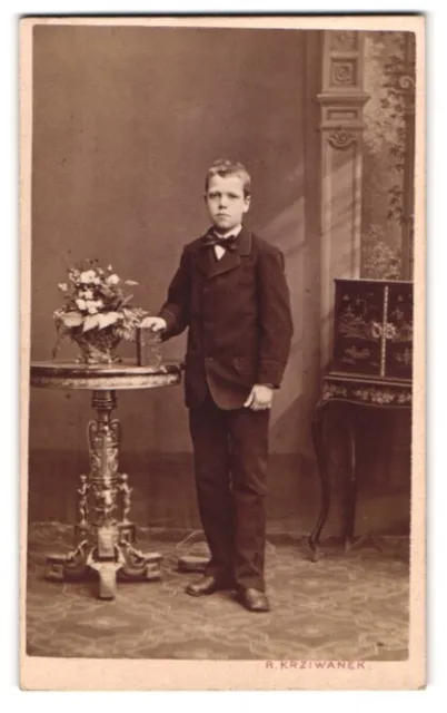Photography R. Krziwanek, Vienna, portrait of half-grown boy in elegant suit