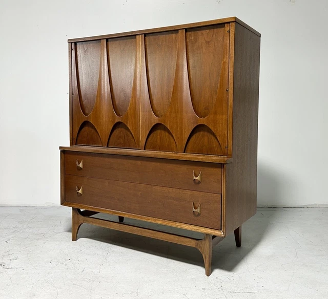 Broyhill Brasilia Mid Century Modern Walnut Gentleman's Chest Armoire