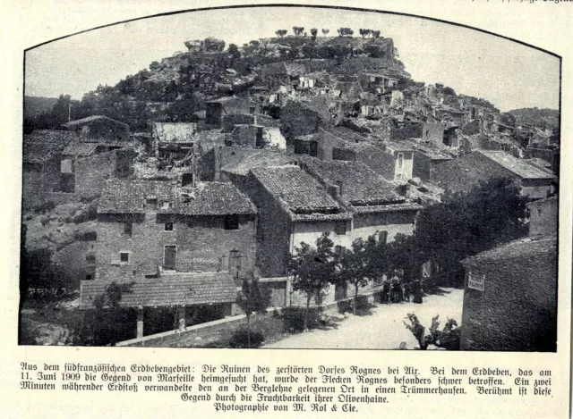 Die Ruinen nach dem Erdbeben in Rognes bei Aix * Historische Aufnahme von 1909