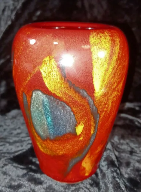 Miniature Poole Art Pottery Volcano Vase Living Glaze Collection 4.25" England