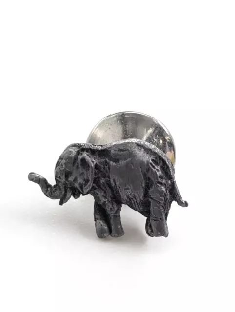 VTG Elephant Pewter Silver Tone Small Figural Pin Tie Tack Animal Jewelry 2