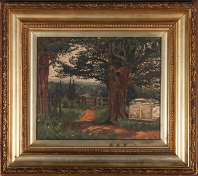 Framed Late 19th Century Oil - All Saints Churchyard