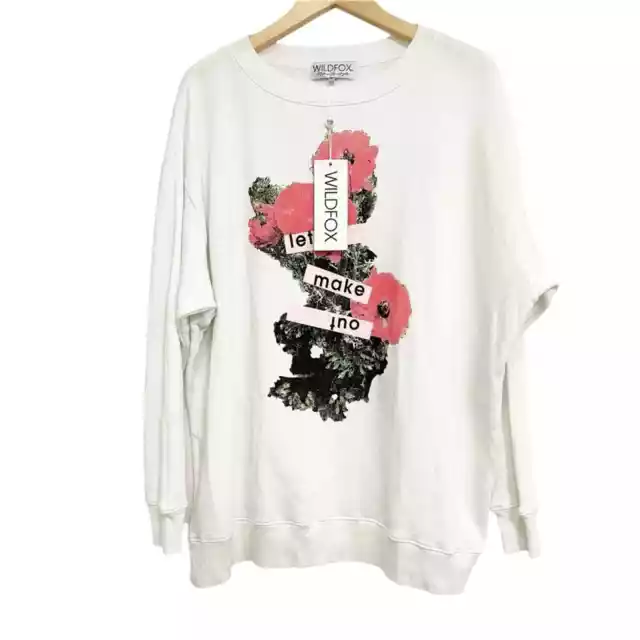 WILDFOX Small Rare Let’s Make Out Oversized Sweatshirt Roadtrip Floral NWT