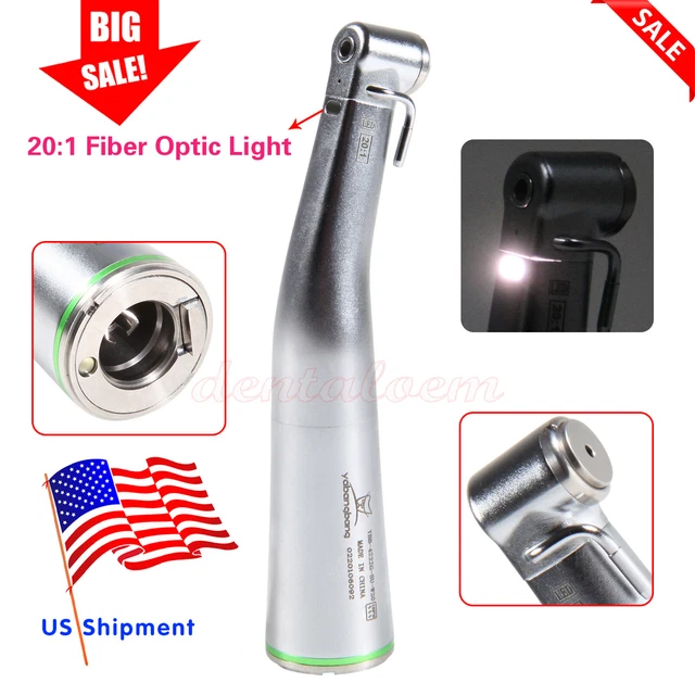 Dental Fiber Optic 20:1 Implant Contra Angle LED Low Speed Handpiece Fit NSK SG