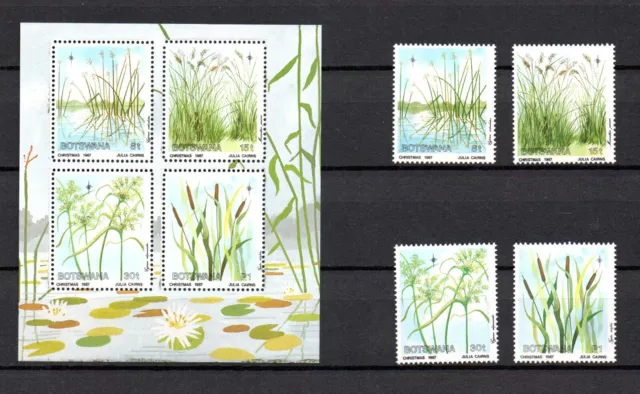 Botswana 1987 set Flowers/Blumen/grass stamps (Michel 423/26 + Bl.20) MNH