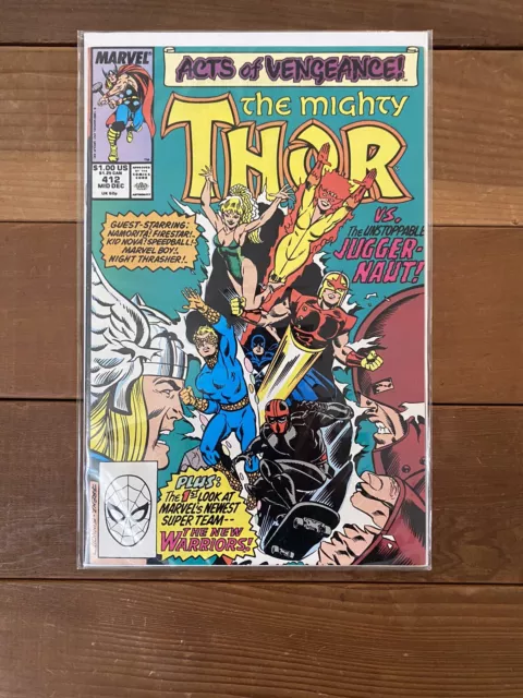 The Mighty Thor #412 (Marvel Comics Mid-December 1989) First New Warriors Key