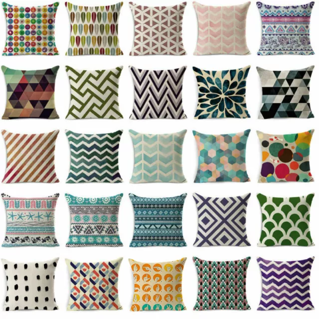 Cotton Linen Throw PillowVintage Geometric  Case Cushion Cover Home Xmas Decor