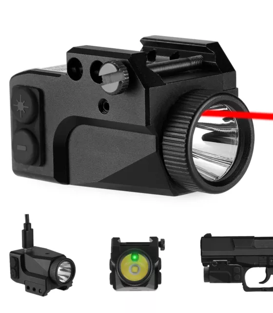 Tactical 800LM Flashlight Red Laser Sight Combo Rechargable Pistol Picatinny