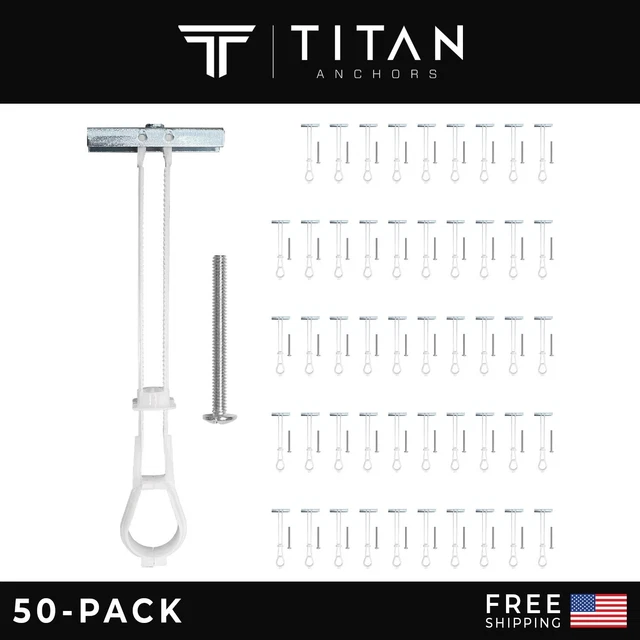 50-Pack 1/4"-20 Quick Toggle Anchors + Bolts for Drywall, Stud, & Concrete Block