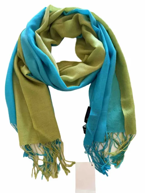 Codello XXL 100% wool green blue ombre scarf pashmina stole wrap women men new