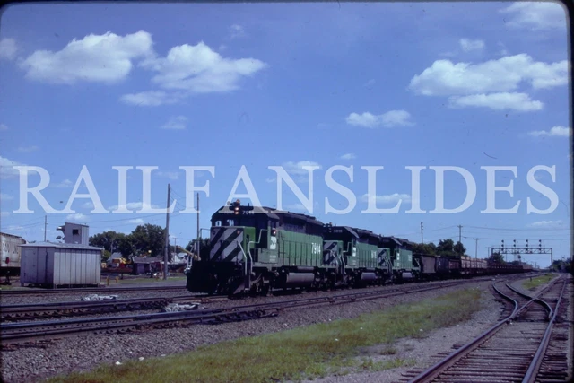 Original train slide BN Burlington Northern locomotive 7914, 1985