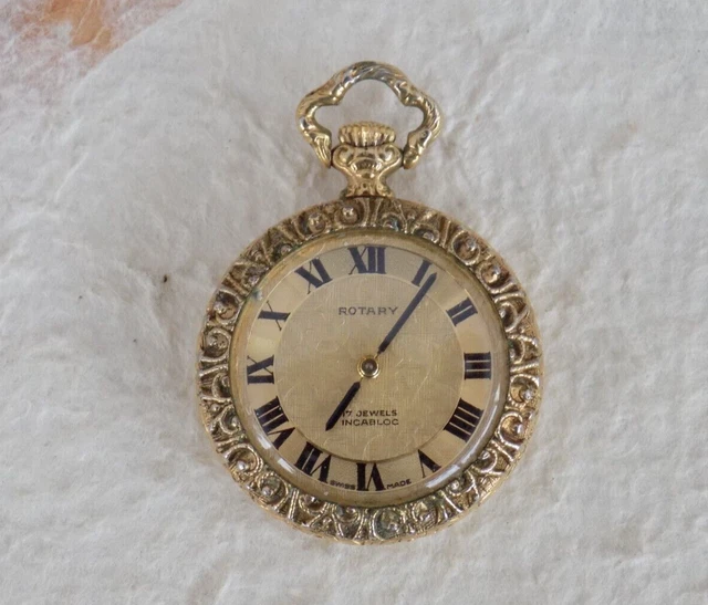 VINTAGE ROTARY Pocket Watch 17 Jewel Incabloc Swiss Made Mechanical Wind 22.99 PicClick UK