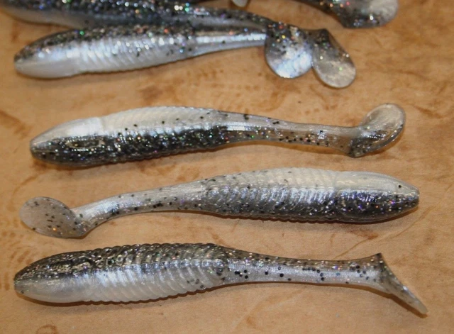 6 Paddle Tail Swimbait - White and Sparkle - Shad Life Baits