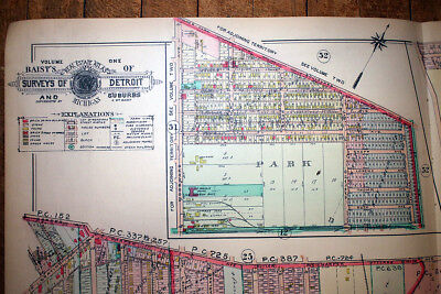 Detroit 1915 Plat Map Baist's 34 x 24½" St. Clair Heights Gratiot Township 2