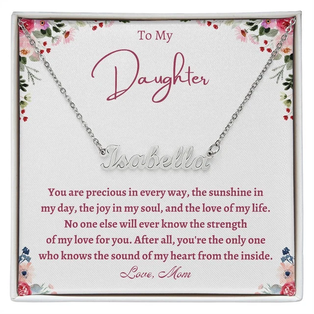To My Daughter Personalized Name Necklace Gift For Birthday Graduation Christmas
