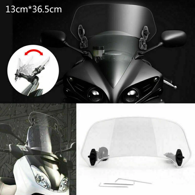 Clear Adjust Clip-On Windshield Extension Spoiler Wind Deflector Motorcycle Y3