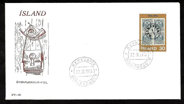 Ersttagsbrief " 100 J. Island-Briefmarken " ; Mi.-Nr: 518 ; ESSt: 22.IX.1976
