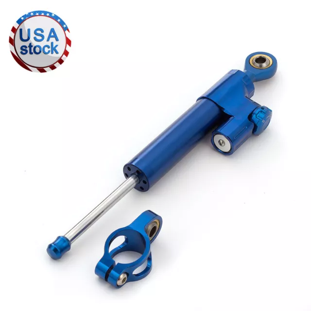 CNC Steering Damper Stabilizer Linear Blue For Honda VFR400 NC24 NC30 NSR250