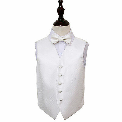 Ivory Greek Key Patterned Boys Wedding Waistcoat & Bow Tie Set by DQT