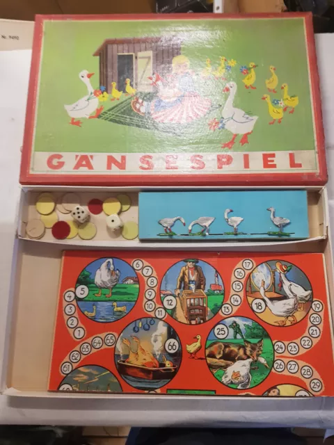 Vintage: Gänsespiel mit Zinnfiguren (2 fehlen) VP