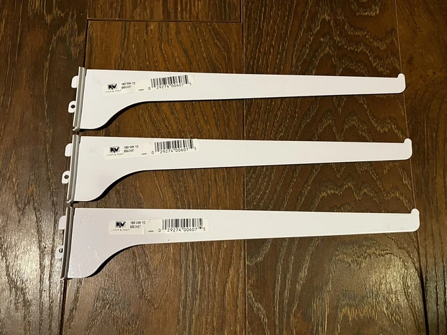 Knape & Vogt 180 WH 12 Powder-Coated 16 ga. Steel Shelf Bracket 12” Lot Of 3