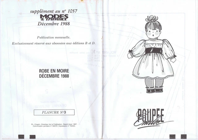Patron De Couture Modes Et Travaux - Pour Femme, Fille, Poupée Émilie (01/1990)
