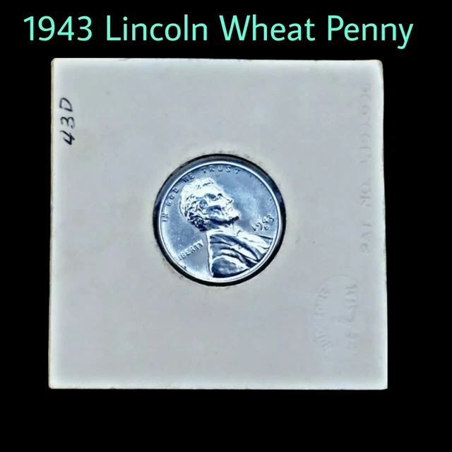 1943 U.S. One CENT LINCOLN WHEAT PENNY Mint D Wartime Steel CENT" "Steel Penny