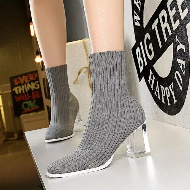 Bottes Cheville Cuir Synthetique Gris Confortable Bottines 7.5 CM 9145