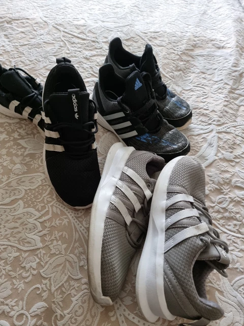 🅶🅴🅽🆄🅸🅽🅴 boys adidas trainers,3 pairs,very good cond, size 13 (31,5)