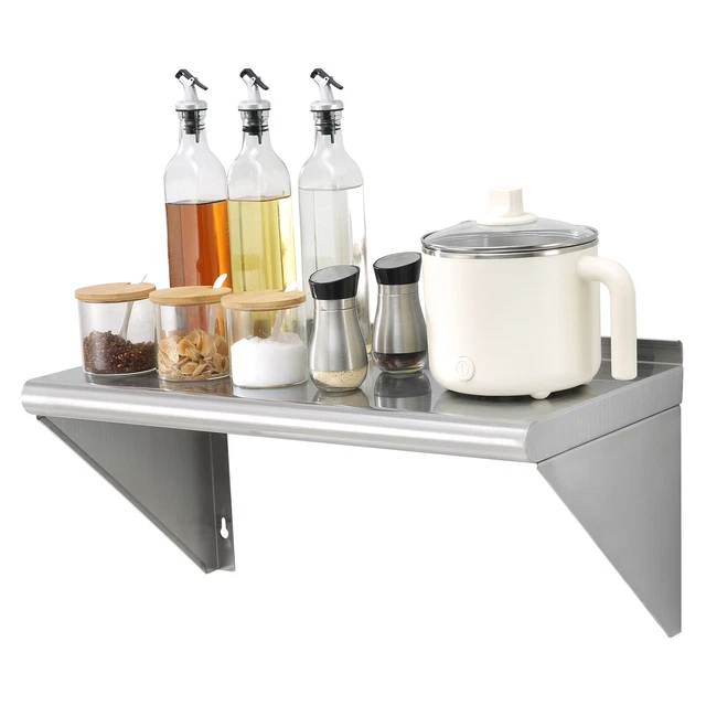 VEVOR 24" x 12" Stainless Steel Wall Mounted Shelf Kitchen Restaurant Shelving