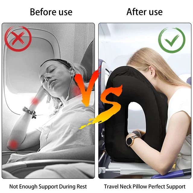 Inflatable Air Cushion Travel Pillow for Airplane Office Nap Rest Neck Head Chin