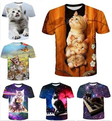 2021 Animal Cat 3D T-Shirt Print  Womens Mens Casual Short Sleeve Tops Tee S-5XL