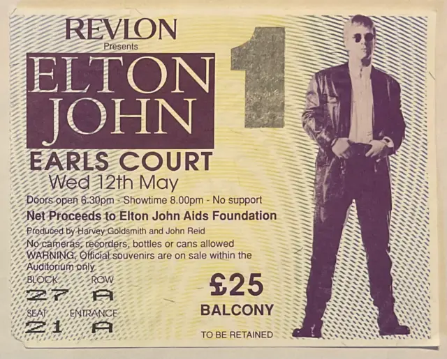 Elton John Original Used Concert Ticket Earls Court Arena London 12th May 1993