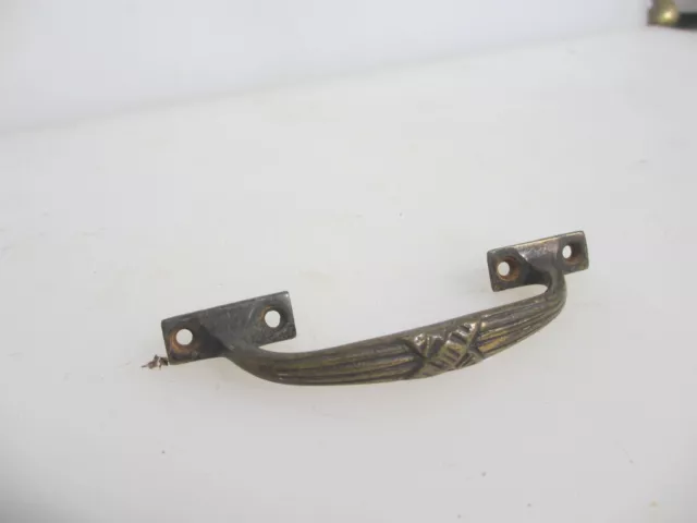 Antique Brass Handle Drawer Pull Old Vintage Cupboard Cabinet Tray Vintage 4.5"L